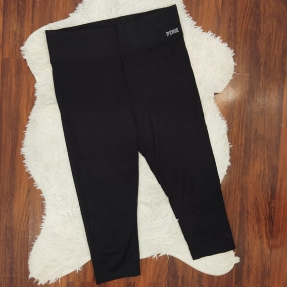 PINK Victoria's Secret Pants - PINK Victoria's Secret Black Capri Yoga Leggings